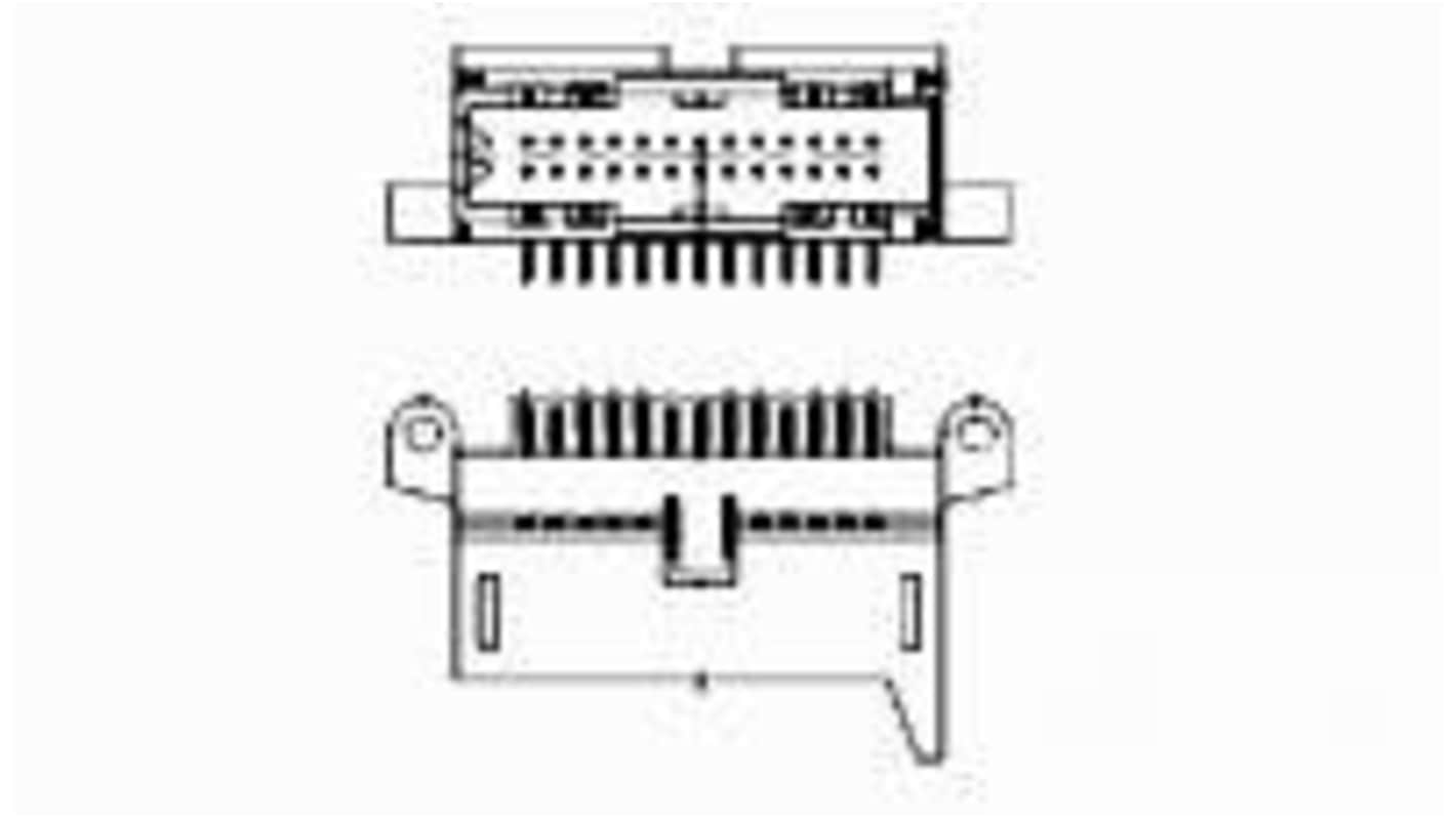 TE Connectivity AMPMODU Series Right Angle Board Mount PCB Header, 26 Contact(s), 2.54mm Pitch, 2 Row(s), Shrouded