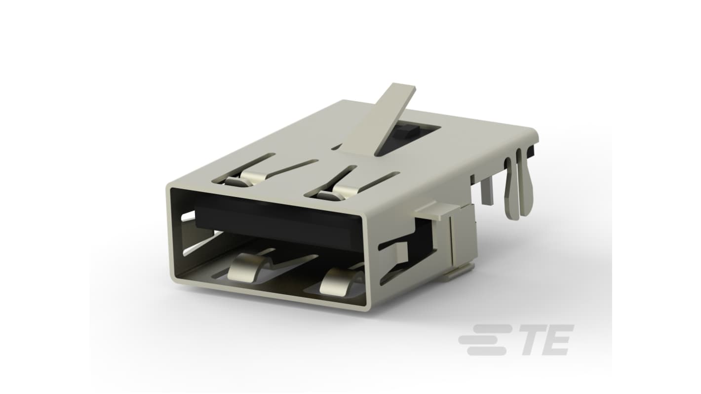 TE Connectivity Right Angle, Board Mount, Receptacle- Single Port Type USB 2.0 Type-A 2.0 USB Connector