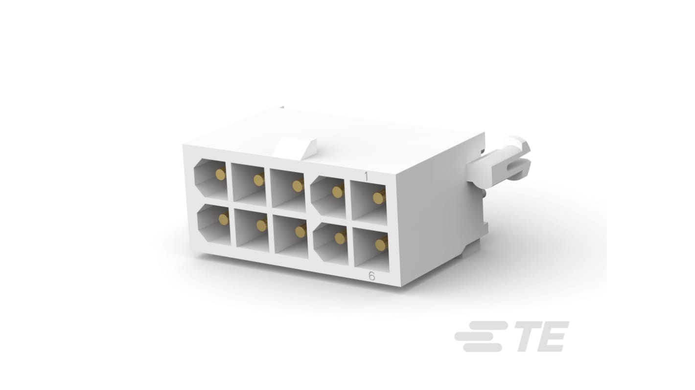 TE Connectivity MATE-N-LOK Series Vertical Board Mount PCB Header, 10 Contact(s), 4.14mm Pitch, 2 Row(s), Shrouded