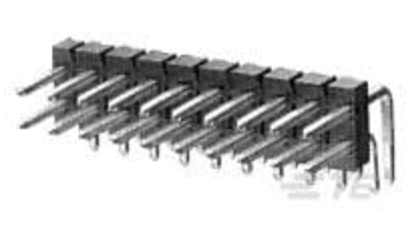 TE Connectivity AMPMODU Series Right Angle Board Mount PCB Header, 20 Contact(s), 2.54mm Pitch, 2 Row(s), Unshrouded