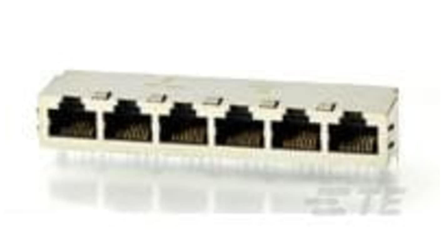 TE Connectivity Ethernet Connector, Board Mount, Cat5e 1 x 6 Port