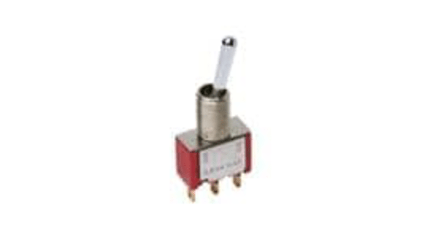 Littelfuse Toggle Switch, Panel Mount, Momentary-Off-Momentary, SPST, Through Hole Terminal, 28 or 120V