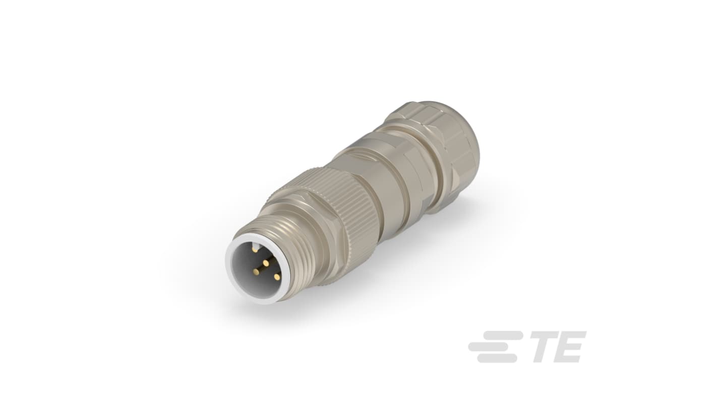 TE Connectivity Industrial Circular Connectors, 5 Contacts, M12 Connector, Plug, Male, IP67, M12 Series