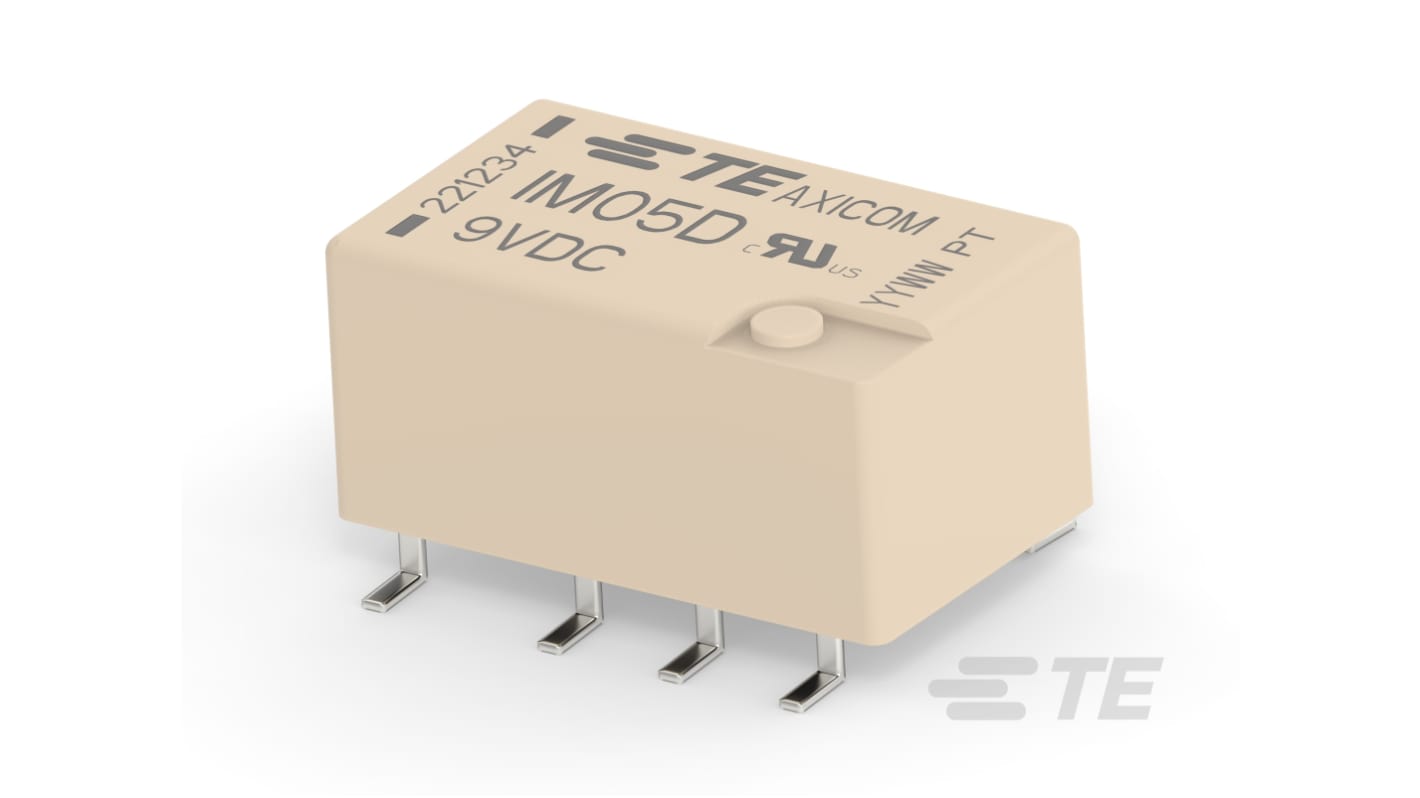 TE Connectivity PCB Mount Relay, 9V dc Coil, 900MHz Max. Coil Freq., DPDT