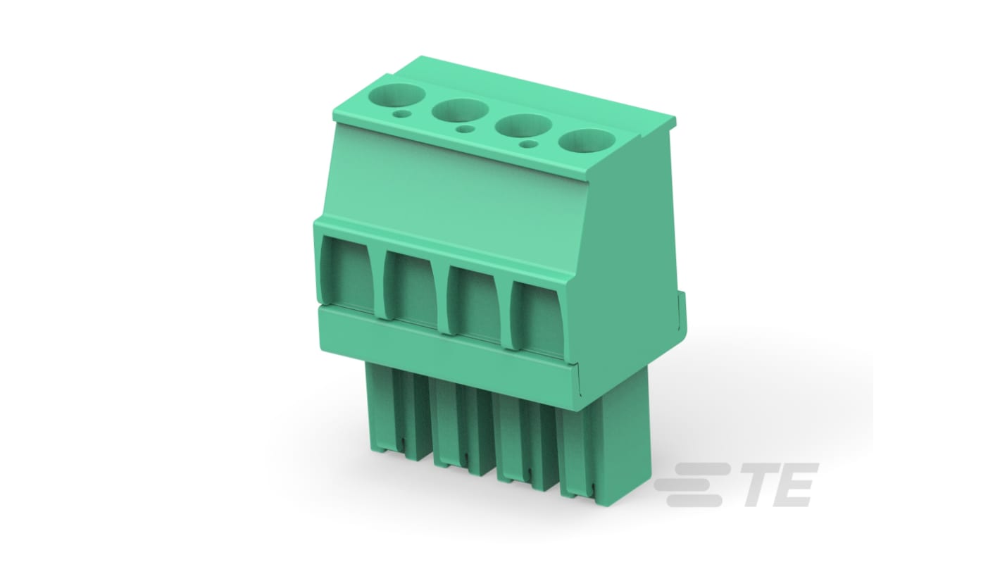 TE Connectivity, 3.81mm Pitch, Buchanan, 4 Way, Vertical, Pluggable Terminal Block, Plug, Board Mount, Push In