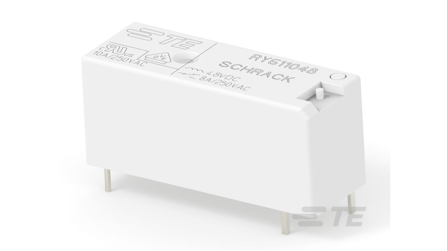 TE Connectivity SCHRACK Series Interface Relay, PCB Mount, 48V dc Coil, SPDT, 1-Pole, 8A Load