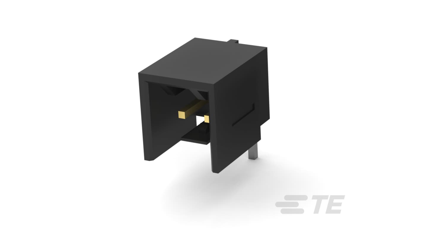 TE Connectivity MTA 100 Series Right Angle Board Mount PCB Header, 2 Contact(s), 2.54mm Pitch, 1 Row(s), Shrouded