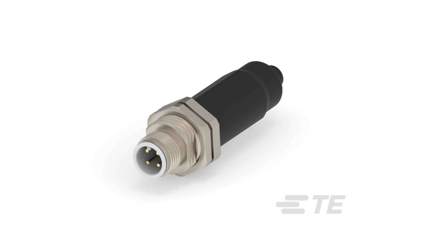 TE Connectivity Industrial Circular Connectors, 4 Contacts, Cable Mount, M12 Connector, Plug, Male, IP67, 28234 Series