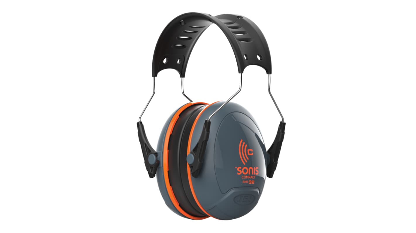 JSP AEB030-0AY-000 Wireless Speak & Listen Ear Defender with Headband, 32dB, Dark Grey/Orange, Noise Cancelling