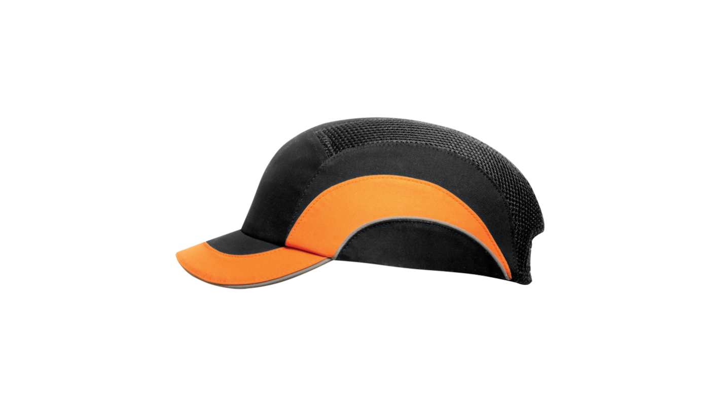 JSP Black, Orange Short Peaked Bump Cap, HDPE Protective Material