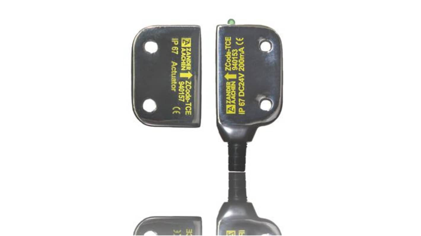 ZANDER AACHEN ZCode Series 2 x M4 Bolts Magnetic Non-Contact Safety Switch, 24V dc, Stainless Steel Housing, NO/2NC, M12