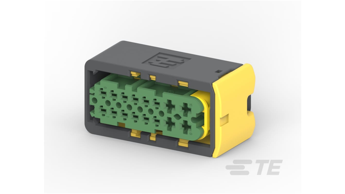 TE Connectivity, 3-1564 Automotive Connector Receptacle Black Cable Mount 16 Way, Wire Termination 3-1564337-1