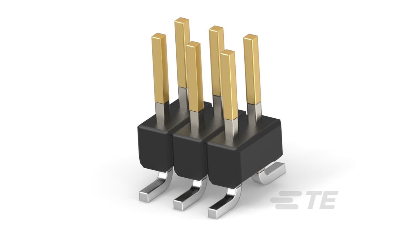 TE Connectivity 966709-3 Series Vertical PCB Mount PCB Header, 6 Contact(s), 2.54mm Pitch, 2 Row(s)