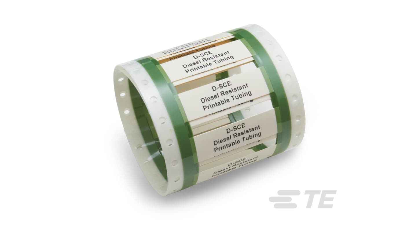 TE Connectivity D-SCE Cable Marker, White, 4.6 – 10.7mm Cable, for Printable Tubing, 317639-000