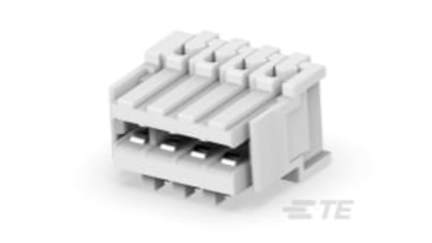 TE Connectivity 28486 Series Right Angle Receptacle Edge Connector, Board Mount, 4-Contacts, 2.5mm Pitch, 1-Row, IDC