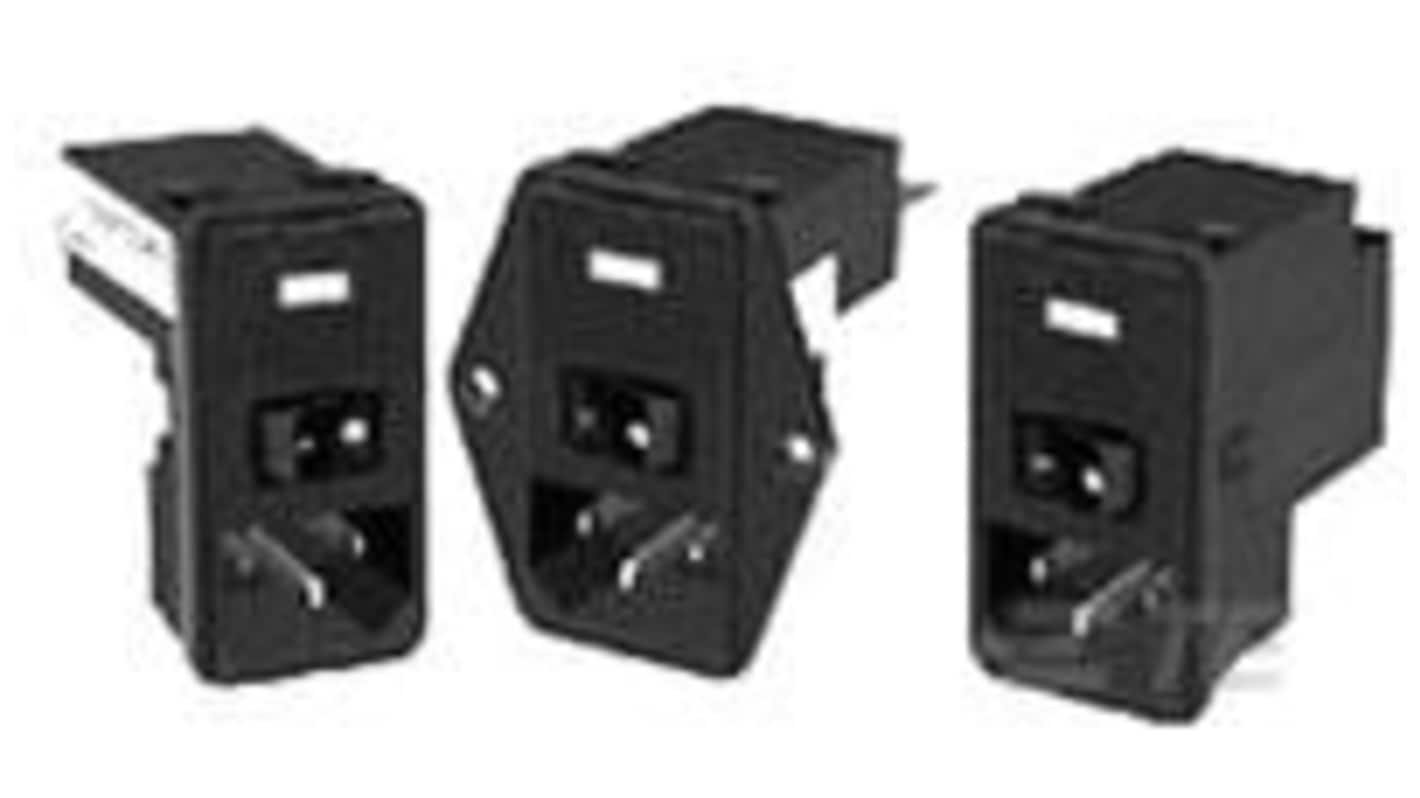 TE Connectivity 10A, 250 V ac Snap-In IEC Filter 4-6609107-8 Single Fuse