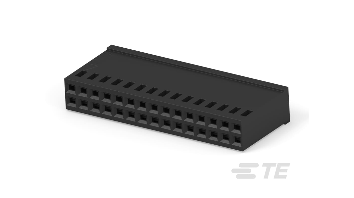 TE Connectivity AMPMODU Series Horizontal Board Mount PCB Header, 30 Contact(s), 2.54mm Pitch, 2 Row(s), Shrouded