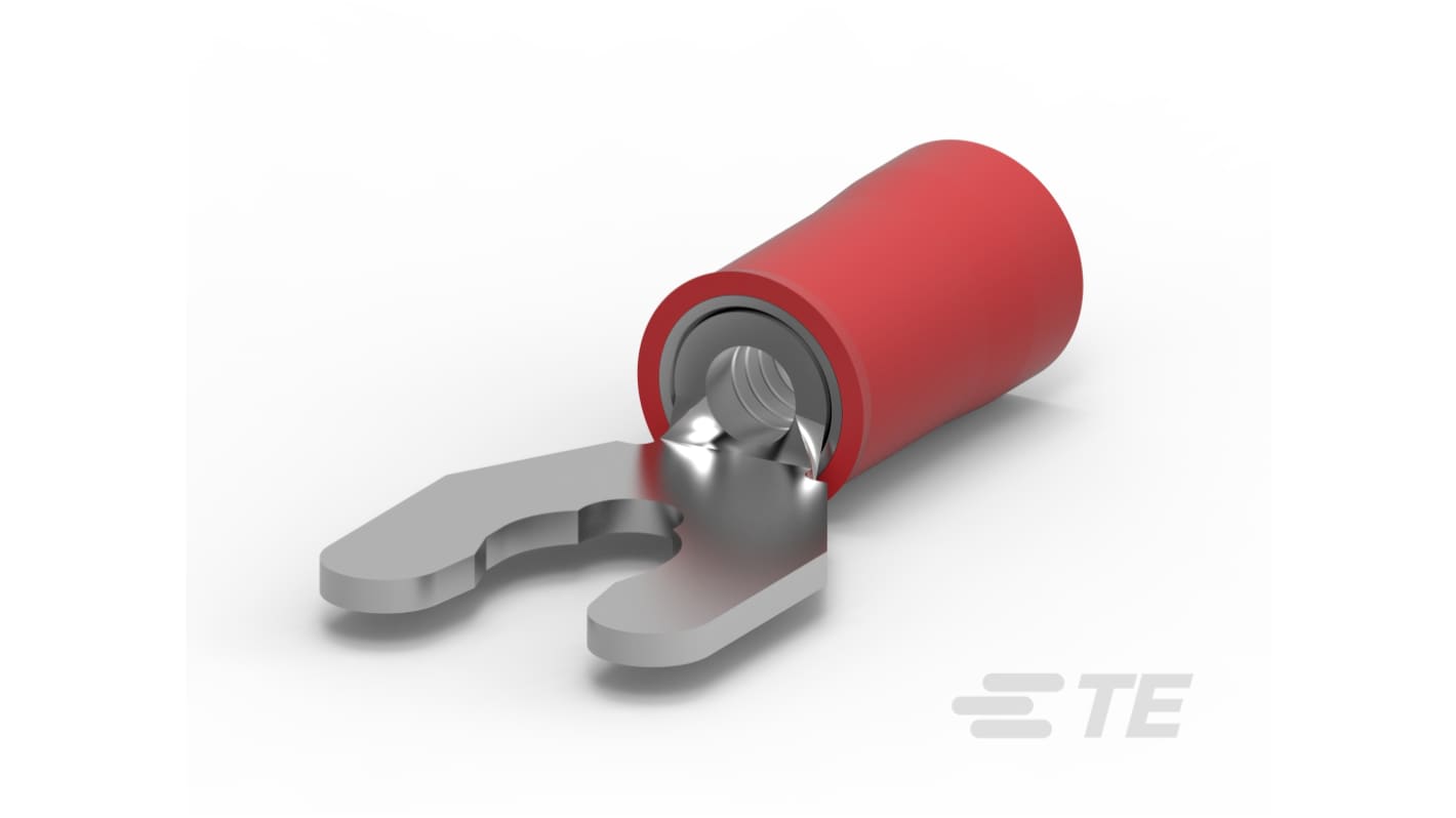 TE Connectivity PIDG Red Insulated Spade Connector, Spring Spade Terminal