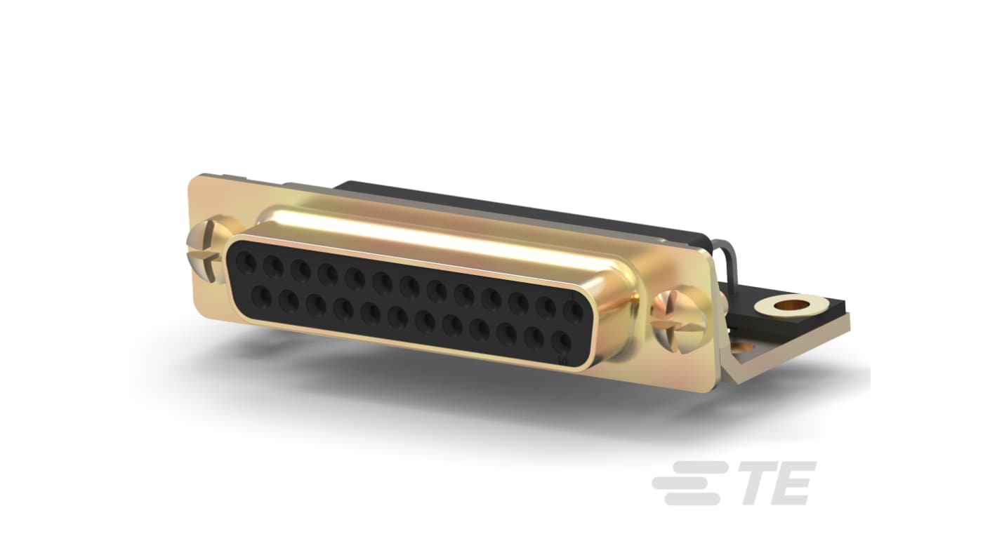 TE Connectivity AMPLIMITE HDP 25 Way Right Angle Board Mount D-sub Connector Receptacle, 2.74mm Pitch