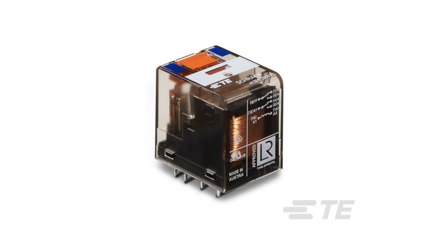TE Connectivity PCB Mount Power Relay, 12V dc Coil, 12A Switching Current, DPDT