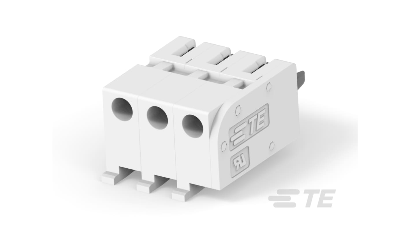 TE Connectivity, 5mm Pitch, 284065-2, 3 Way, Vertical, Pluggable Terminal Block, Receptacle, Wire Mount, Wire