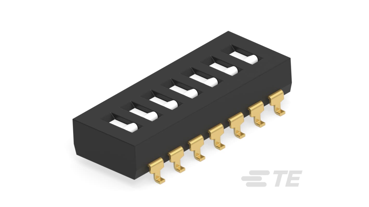 TE Connectivity 7 Way Surface Mount DIP & SIP Switch Single Pole - Single Throw, Flush Actuator