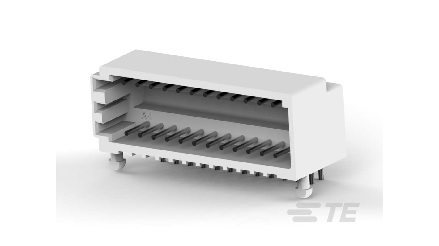 TE Connectivity 3-1775 Series Right Angle Board Mount PCB Header, 24 Contact(s), 2mm Pitch, 2 Row(s), Shrouded