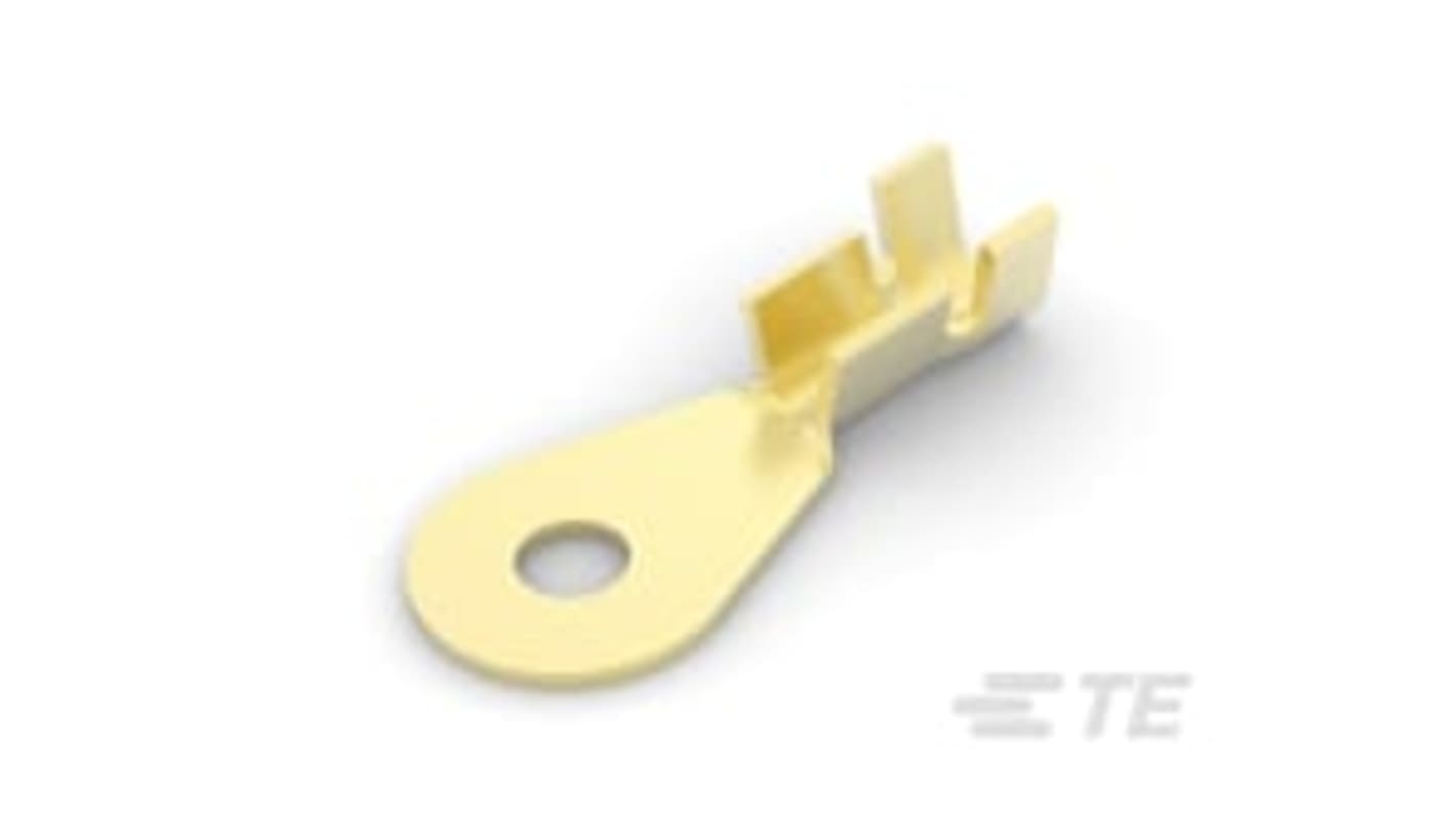 TE Connectivity, 1405 Uninsulated Ring Terminal, 1/4 Stud Size, Gold