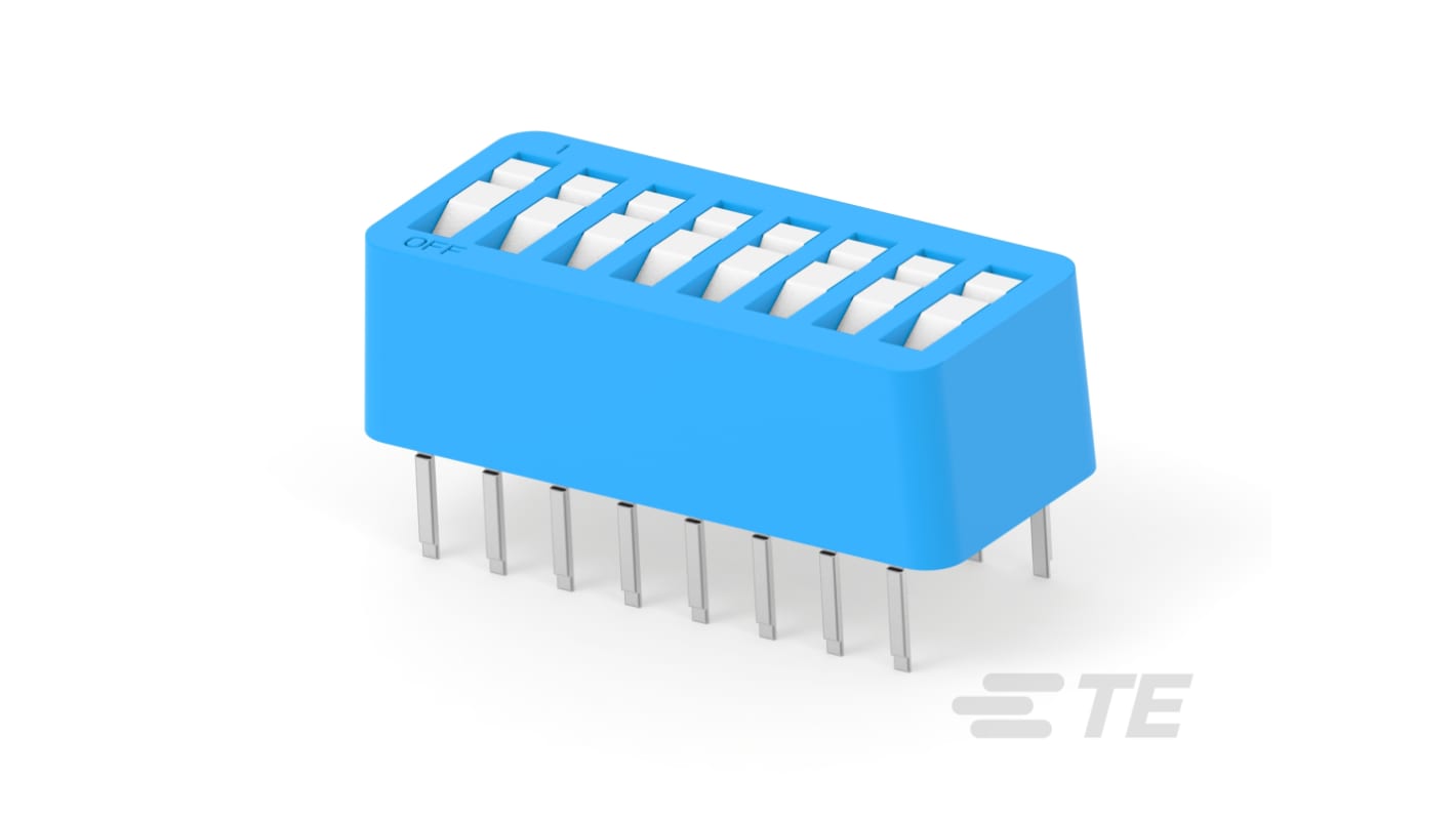 TE Connectivity 8 Way Surface Mount DIP & SIP Switch SPST, Rocker Actuator