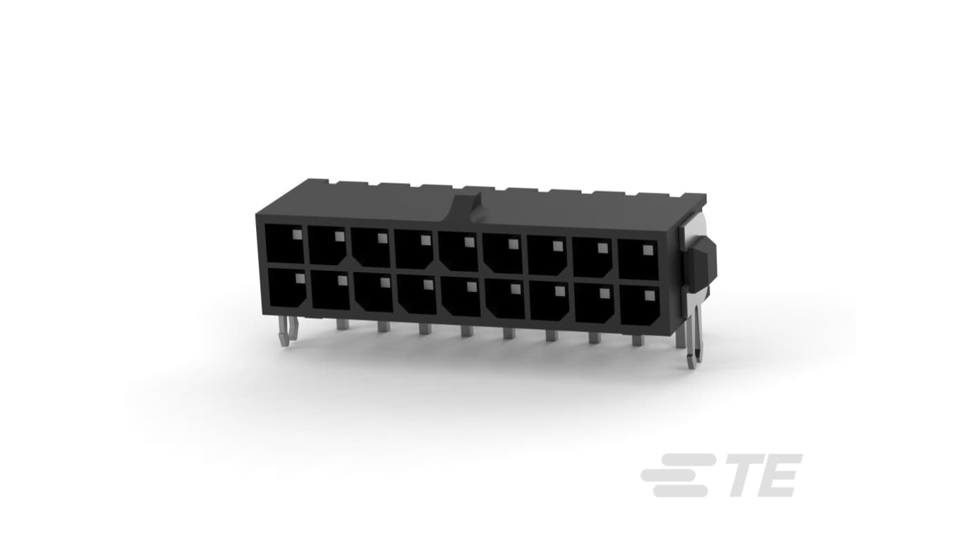 TE Connectivity Micro MATE-N-LOK Series Right Angled Board Mount PCB Header, 18 Contact(s), 3mm Pitch, 2 Row(s),