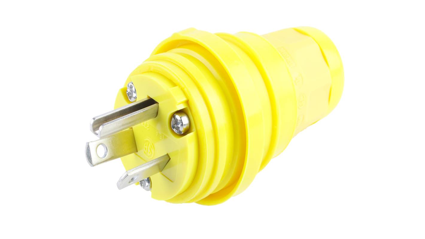 Molex US Mains Plug, 15A Yellow, Free Hanging Plug In, 277 V
