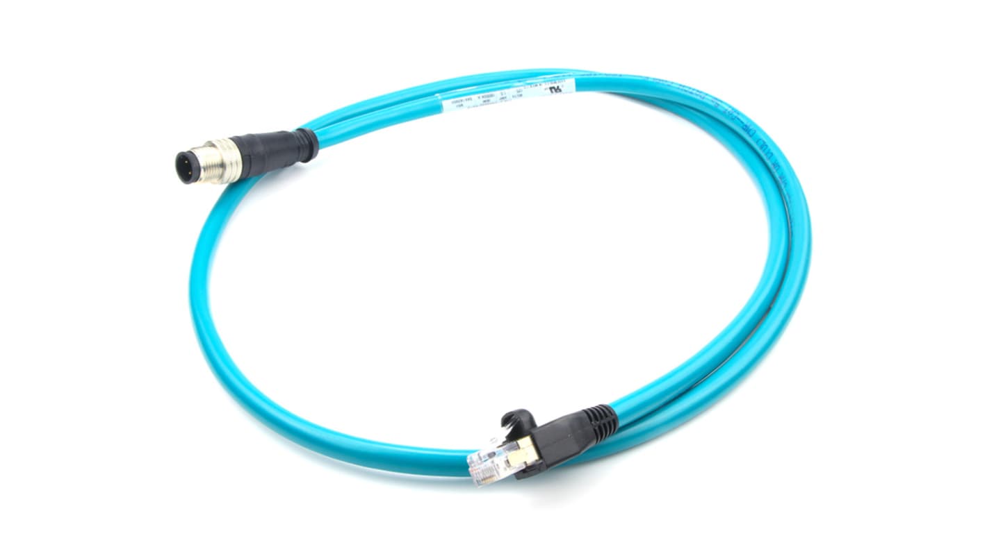 Molex120049, 1m Cat5e, Green M12 to Male RJ45 Male, Unshielded Unshielded, Terminated PVC Sheath