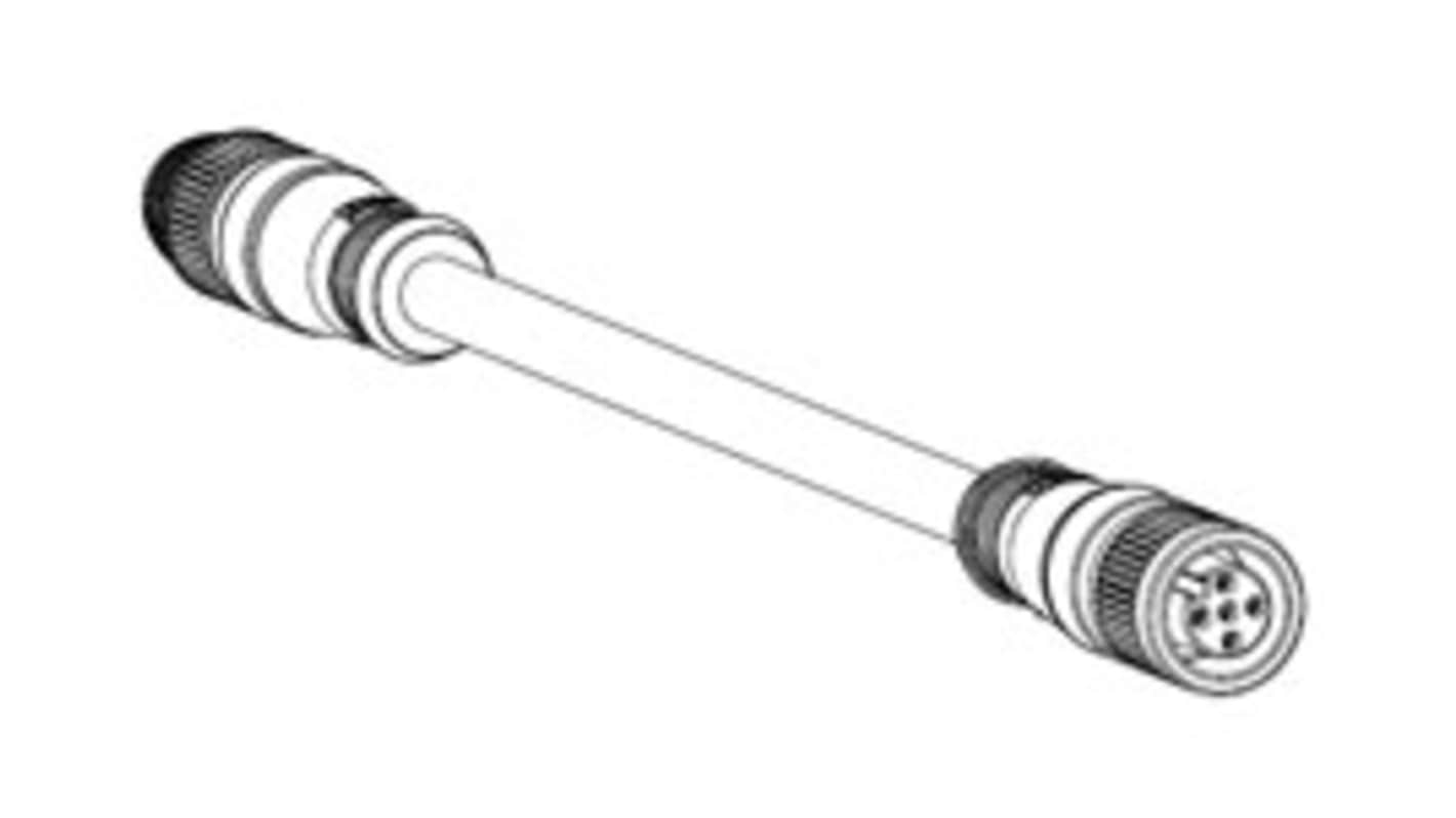 Molex Straight Male M12 to Straight Female M12 Cordset, 5m