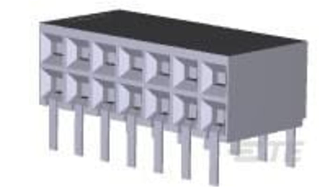 TE Connectivity AMPMODU Series Horizontal Board Mount PCB Header, 14 Contact(s), 2.54mm Pitch, 2 Row(s), Shrouded,