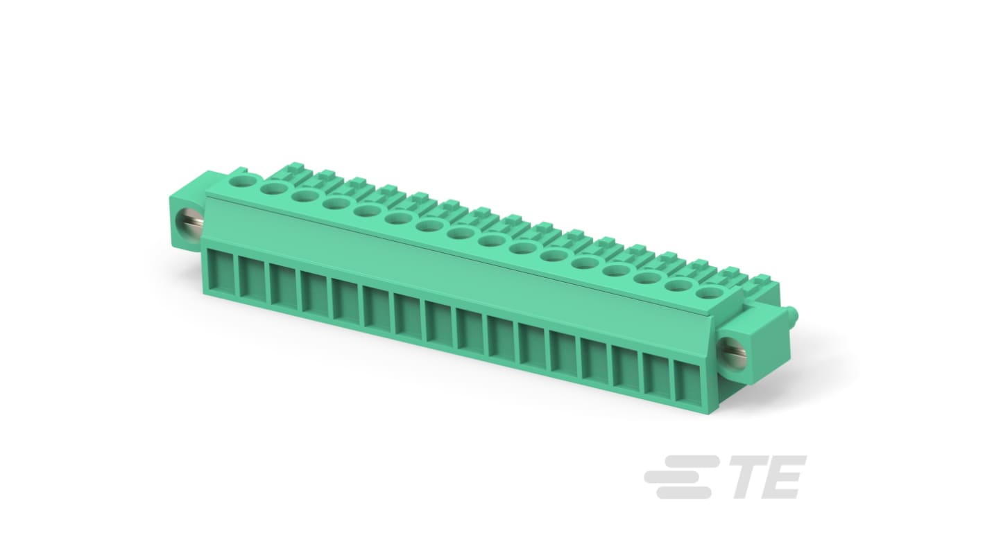 TE Connectivity, 3.81mm Pitch, Buchanan, 16 Way, Right Angle, Pluggable Terminal Block, Plug, Screw Mount, Wire