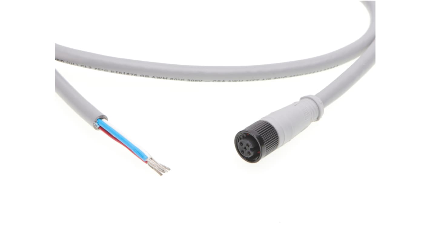 Molex Straight Female M12 to Pigtail Cordset, 1m
