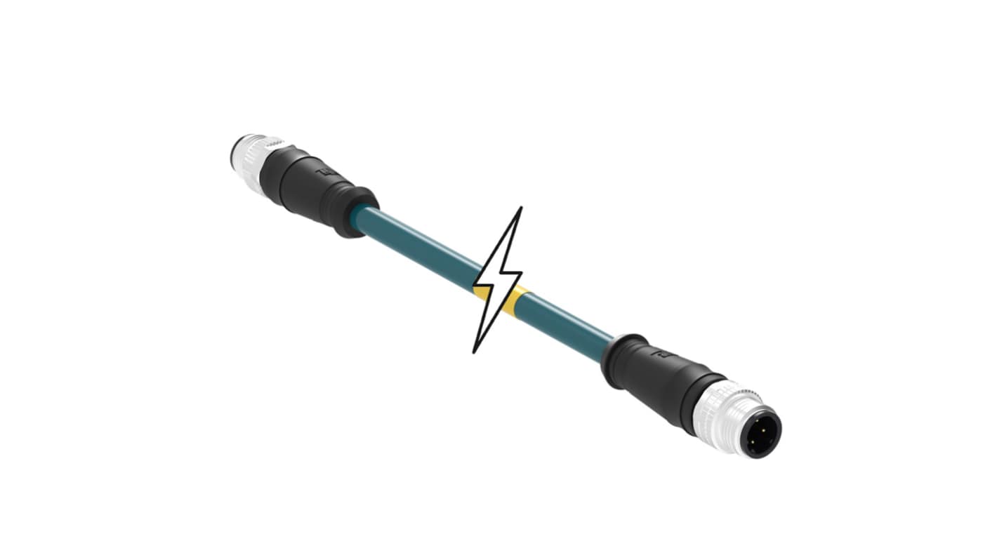 Molex Straight Male M12 to Straight Male M12 Cordset, 38m