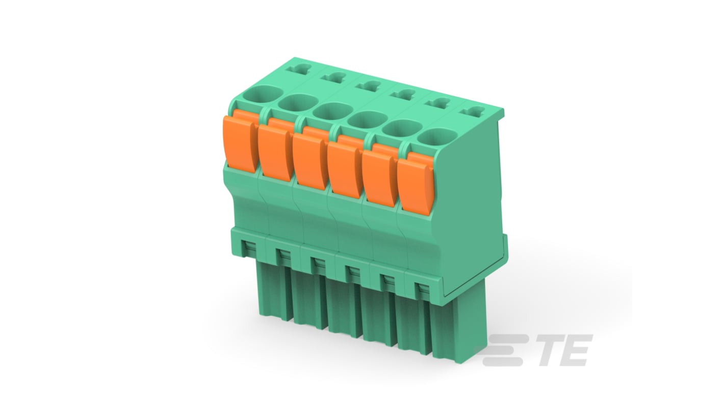 TE Connectivity, 3.5mm Pitch, Buchanan, 6 Way, Vertical, Pluggable Terminal Block, Plug, Board Mount, Push In