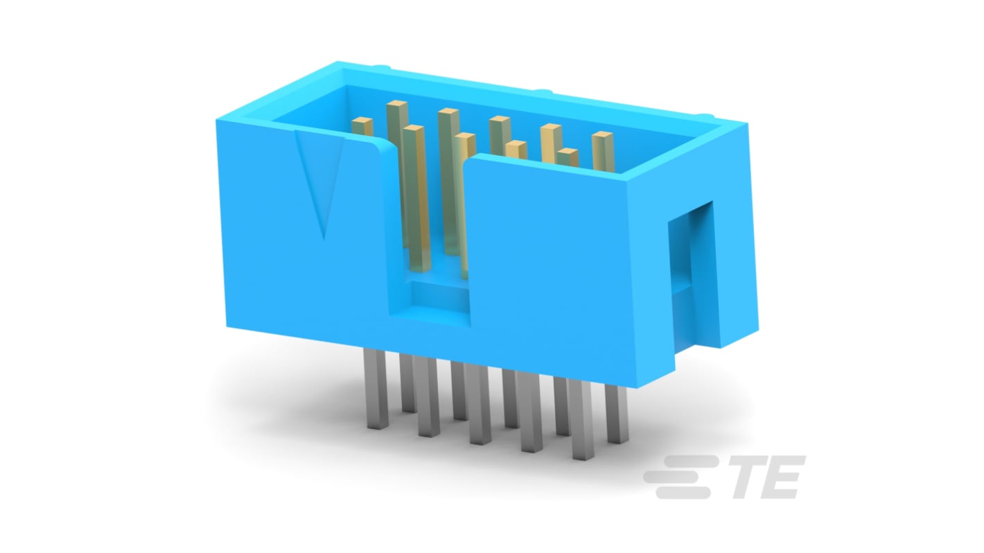 TE Connectivity FPC连接器, 公插, 10p, 2.54mm间距, 电路板安装, 垂直, AMP-LATCH系列