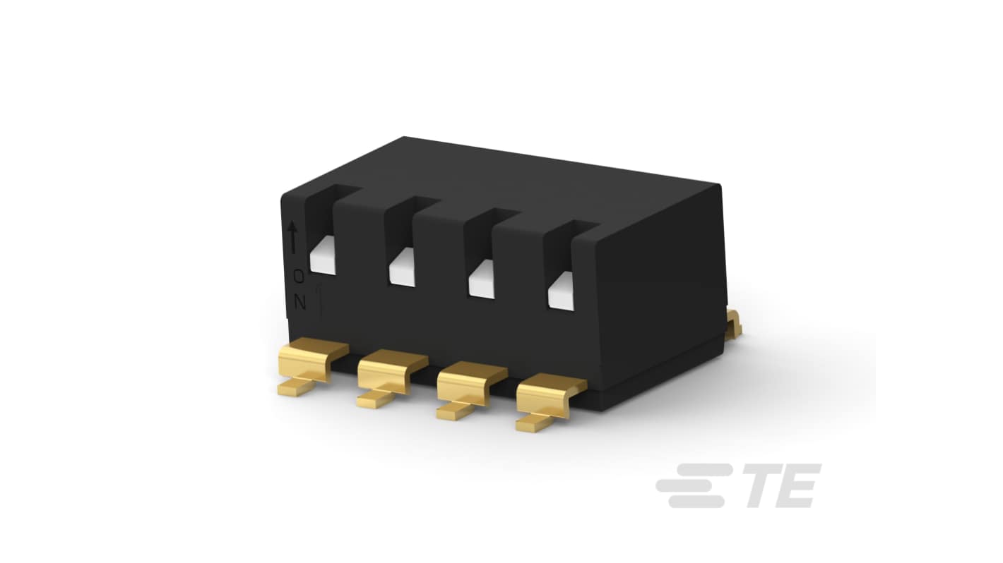 TE Connectivity 4 Way Surface Mount DIP & SIP Switch SPST, Piano Actuator