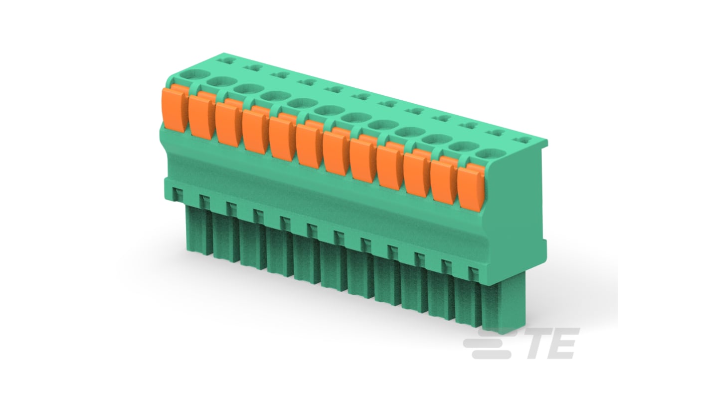 TE Connectivity, 3.81mm Pitch, Buchanan, 12 Way, Vertical, Pluggable Terminal Block, Plug, Push In Spring Termination,