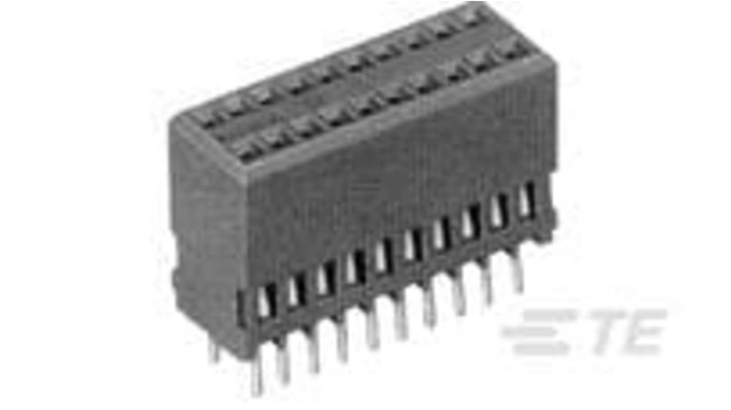 TE Connectivity 40p双排排针 垂直PCB 安装插座, 1.27mm间距, 电路板安装, AMPMODU系列