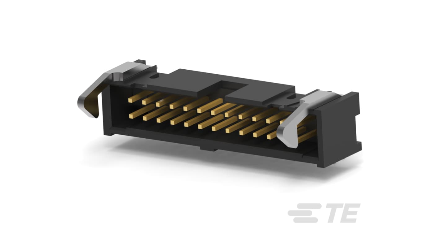 TE Connectivity FPC连接器, 公插, 26p, 2.54mm间距, 电路板安装, 直角, AMP-LATCH系列