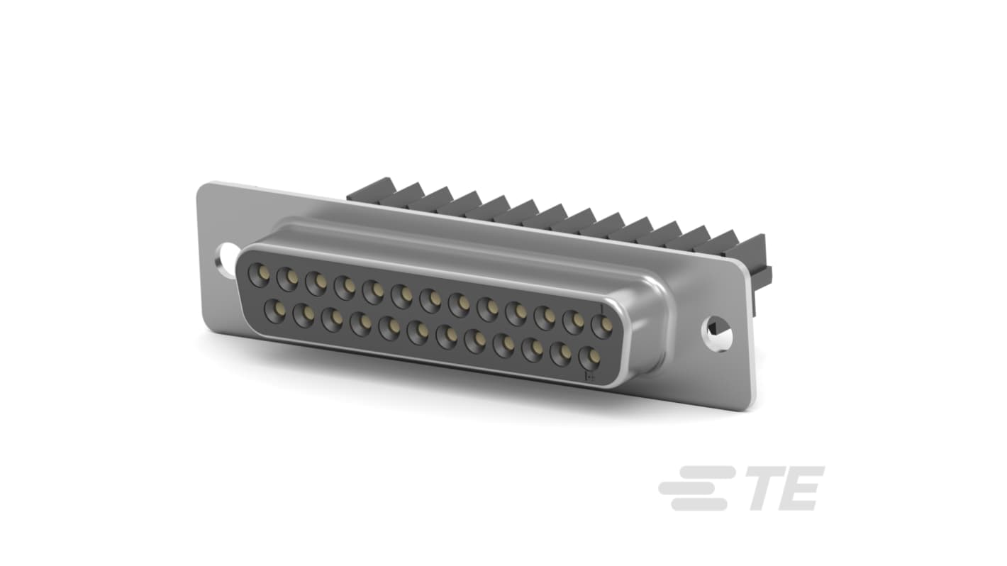 TE Connectivity AMPLIMITE 25 Way Panel Mount D-sub Connector Receptacle, 2.77mm Pitch, with Mounting Holes