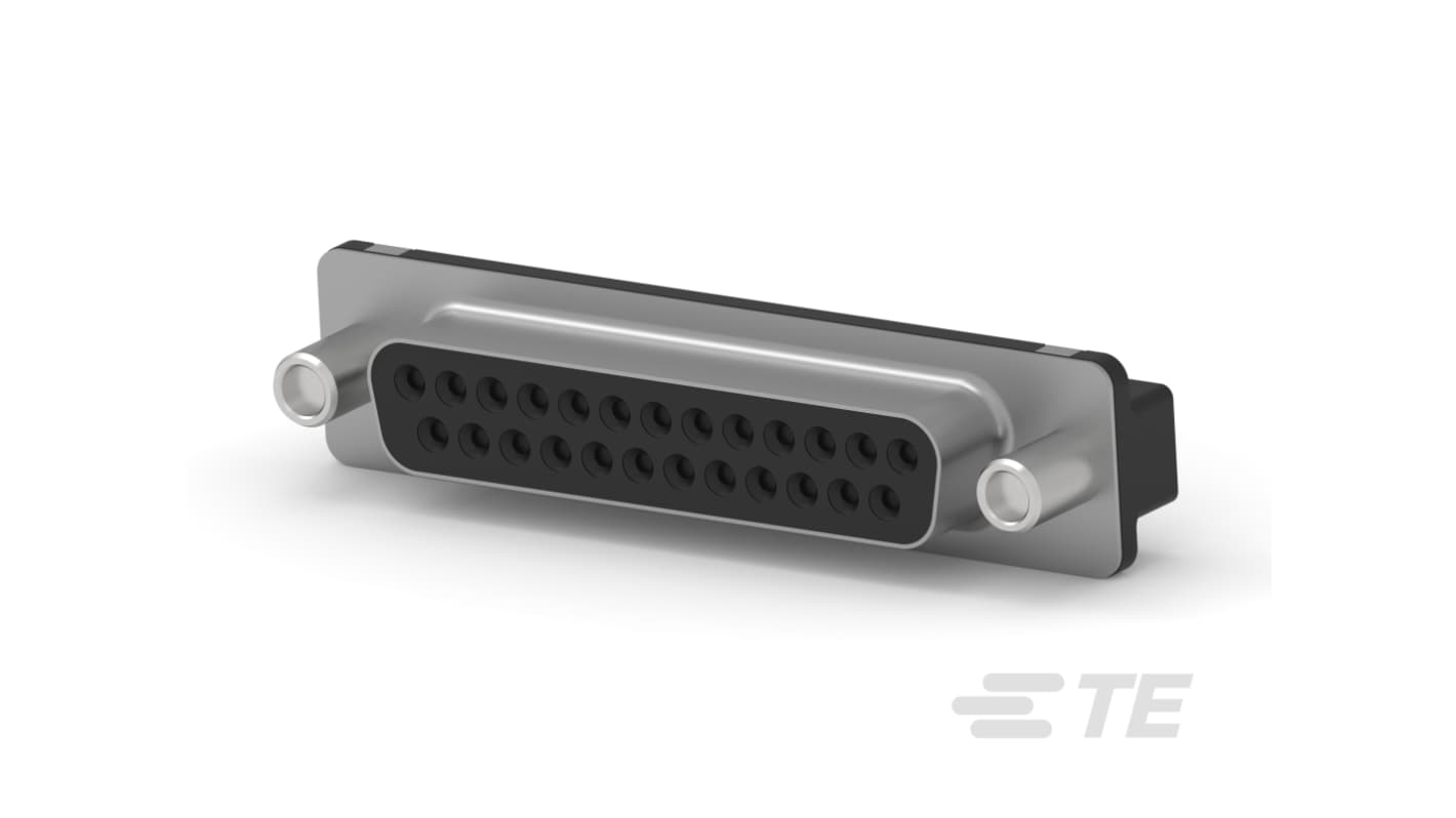 TE Connectivity AMPLIMITE 25 Way Vertical Board Mount D-sub Connector Receptacle, 2.74mm Pitch