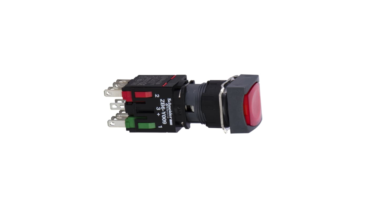 Schneider Electric Harmony Series Illuminated Push Button Switch, Slow Break, Panel Mount, 16mm Cutout, SPST, Red LED,