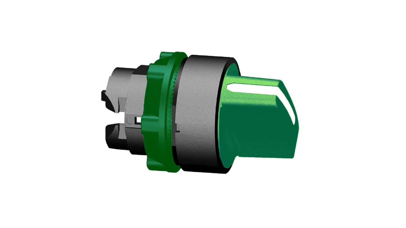 Schneider Electric Harmony Series 3 Position Selector Switch Head, 22mm Cutout, Green Handle