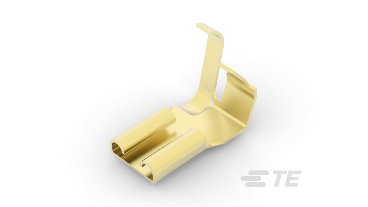 TE Connectivity FASTON 250 Brass Uninsulated Receptacle Spade Connector, Quick Disconnect Receptacle, 6.35 x 0.81mm Tab