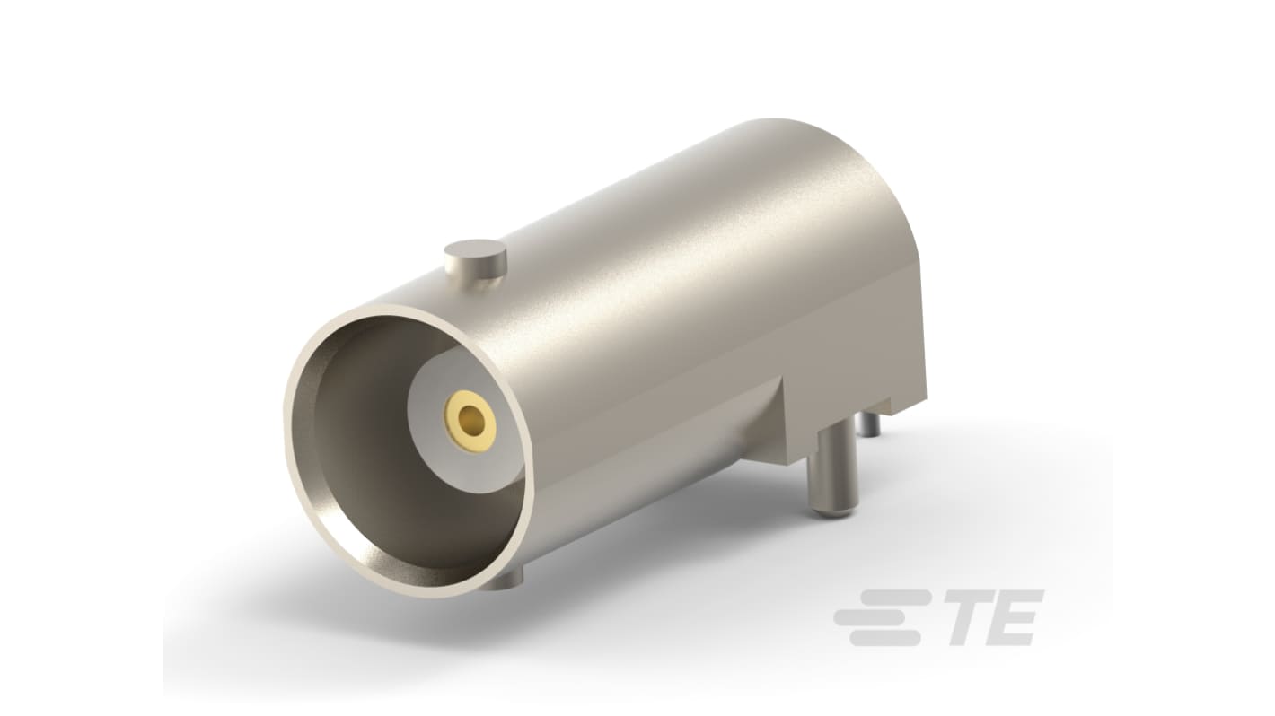 TE Connectivity 4143 Series, Plug Board Mount BNC Connector, 50Ω, Through Hole Termination, Right Angle Body