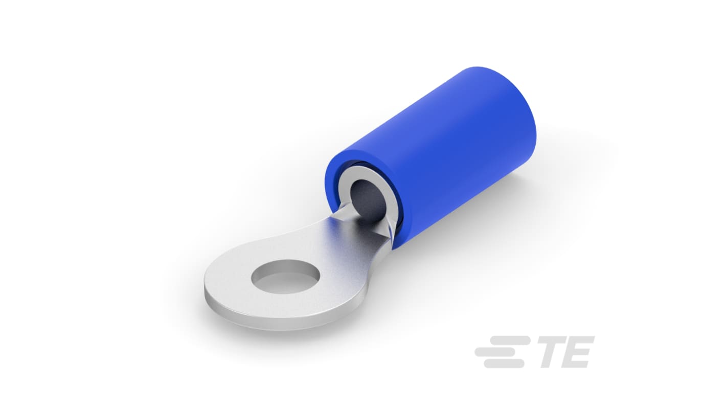 TE Connectivity, PIDG Insulated Ring Terminal, M3.5 (#6) Stud Size, Blue